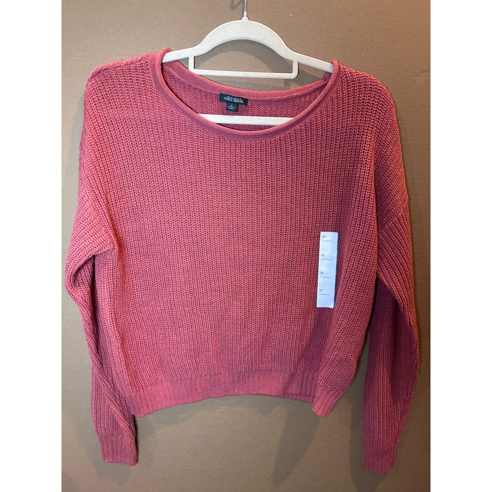 Wild Fable Shaker Knit Pullover Sweater Womens Medium Pink Like New Cropped